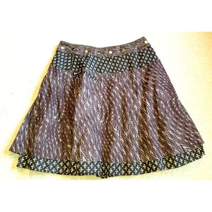 Womens Skirt-MOSHIKI-brown/black reversible 100% cotton adjustable snap-One Size